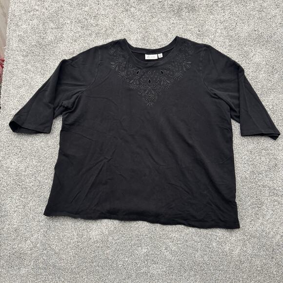 Dark Floral Paisley Top Womens 3X Plus Edgy Bohemian Grandma Goth Casula Comfy - Picture 1 of 9